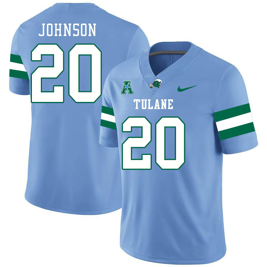 Tulane Green Wave #20 Jahiem Johnson College Football Jerseys Stitched Sale-Blue